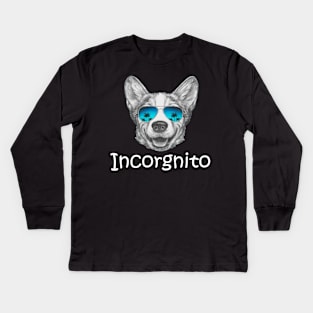 Funny Corgi Gift Incorgnito Corgi Dog Lover Kids Long Sleeve T-Shirt